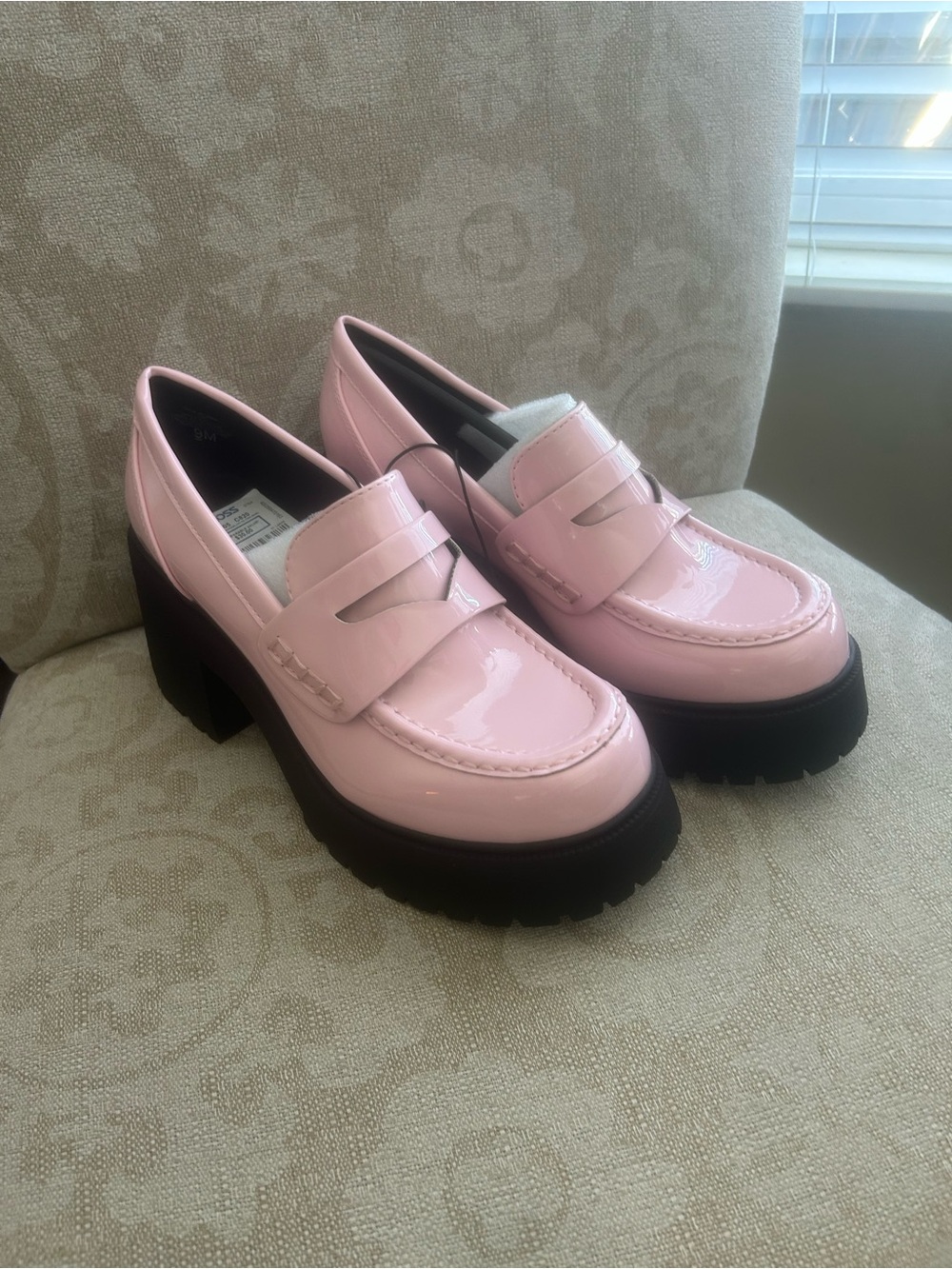 Soda Pink Loafers with Black Platform Sole - Picture 2 of 3